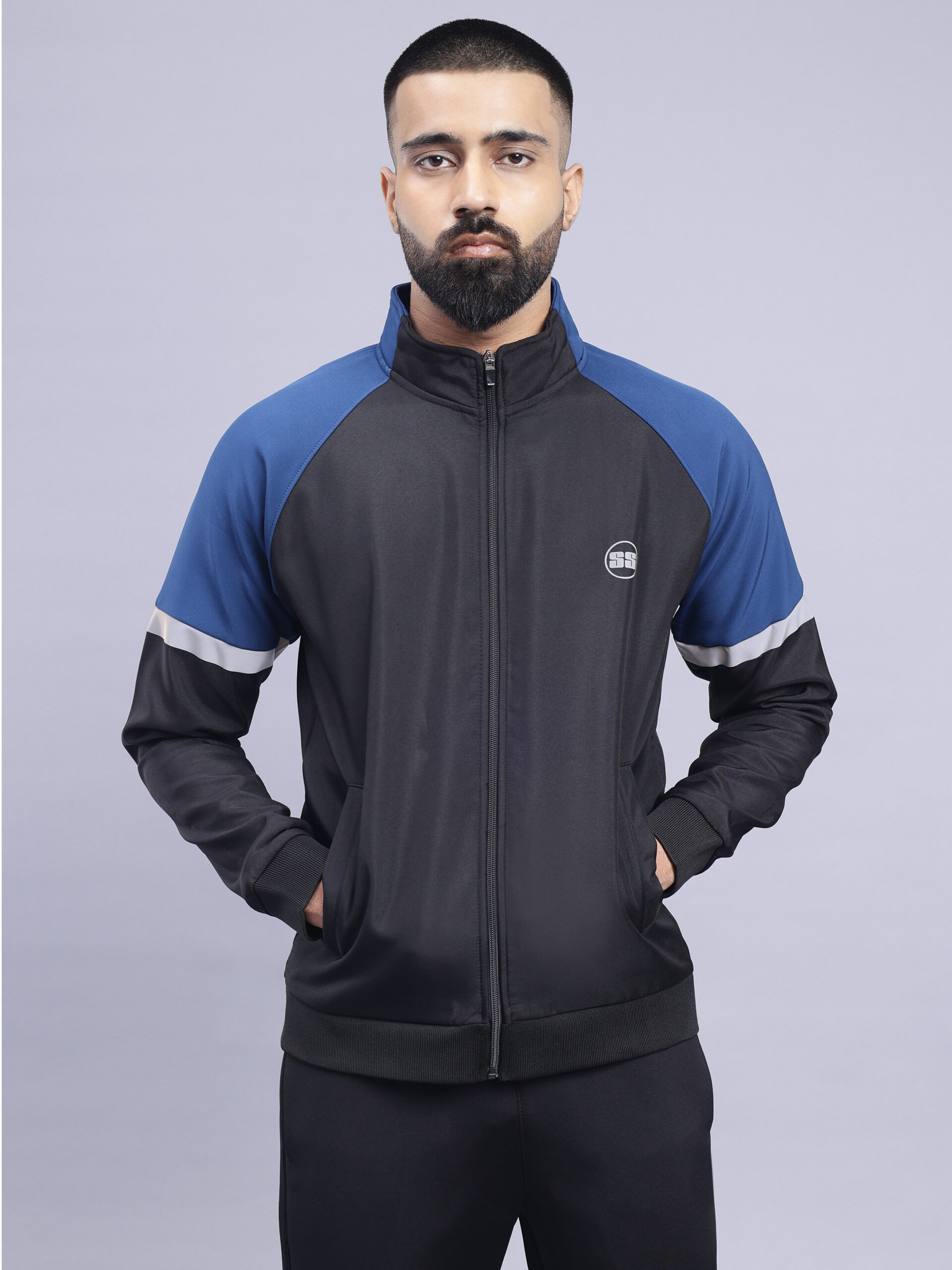 SS Professional Jacket for Men (Black with AirForce Blue) - SS Cricket